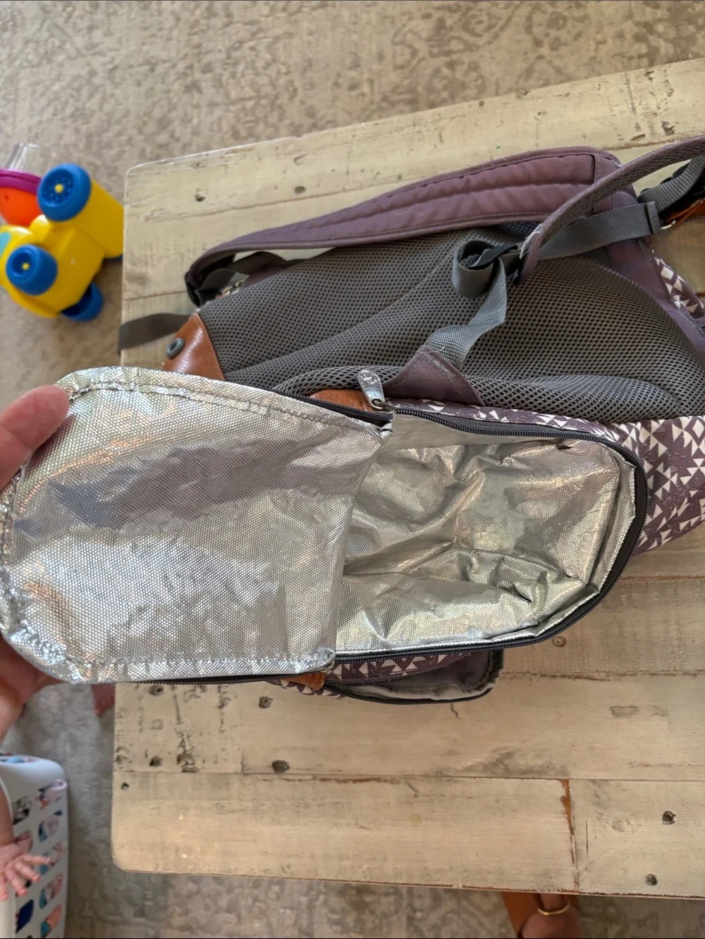 Fisher-Price Shiloh Gray and White Southwest   Diaper Bag Backpack